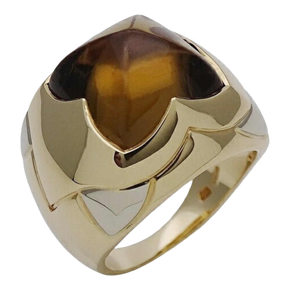 Bvlgari Bulgari Ring Women's 750Yg Citrine Piramide Yellow Gold