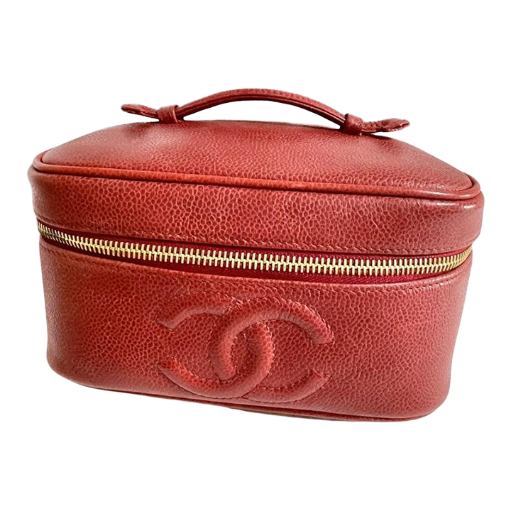 Chanel Vintage Lipstick Red Caviar Leather Cosmetic And Toiletry