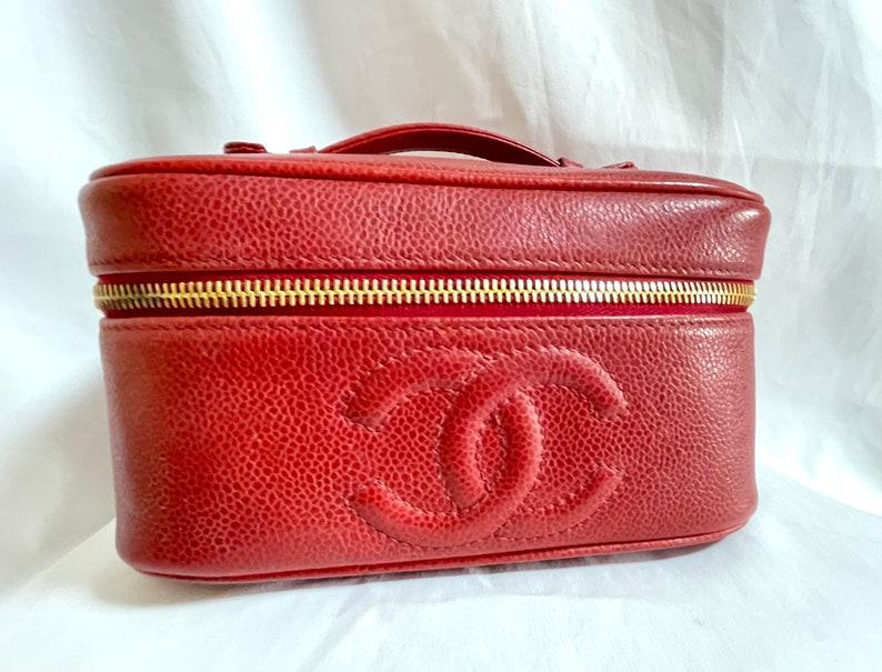 Red Chanel Vintage Cosmetic Bag Chanel Vintage Lipstick Red Caviar